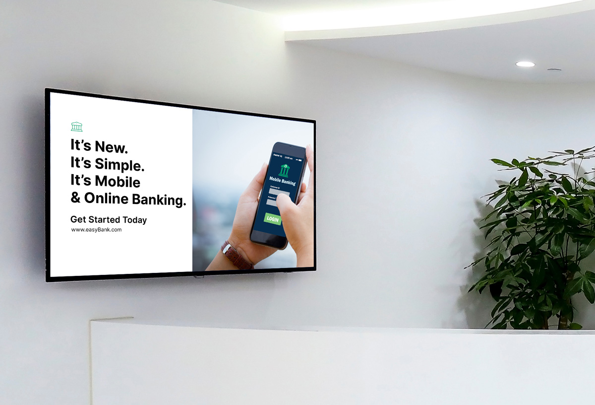 publicité bancaire sur l'écran de l'accueil